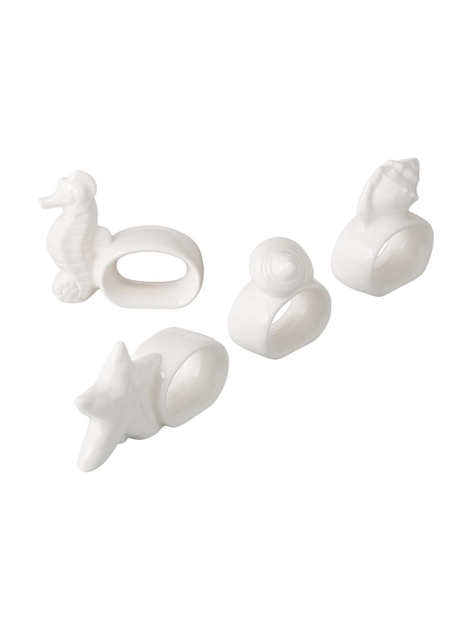 Set de servilleteros Nautilla, 4 pzas., Porcelana, Blanco, An 4 x Al 3 cm