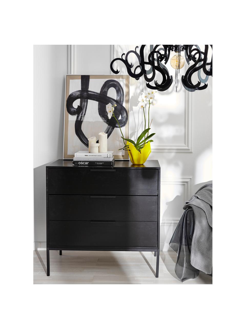 Komoda Adam, Korpus: drewno sosnowe, Drewno sosnowe lakierowane na czarno, S 94 x W 93 cm