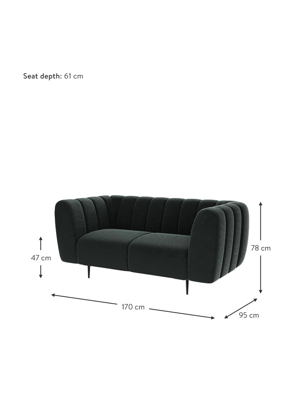 Sofa z aksamitu Shel (2-osobowa), Tapicerka: 100% aksamit poliestrowy, Stelaż: drewno liściaste, drewno , Nogi: metal powlekany Dzięki tk, Ciemny szary, S 170 x G 95 cm