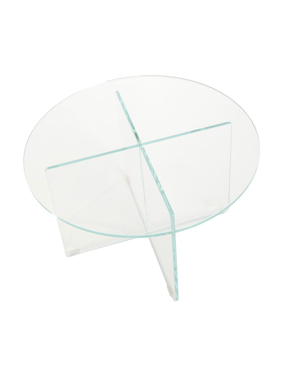Mesa de centro redonda Iris, tablero de vidrio, Tablero: vidrio endurecido, Estructura: vidrio templado, Transparente, Ø 60 cm