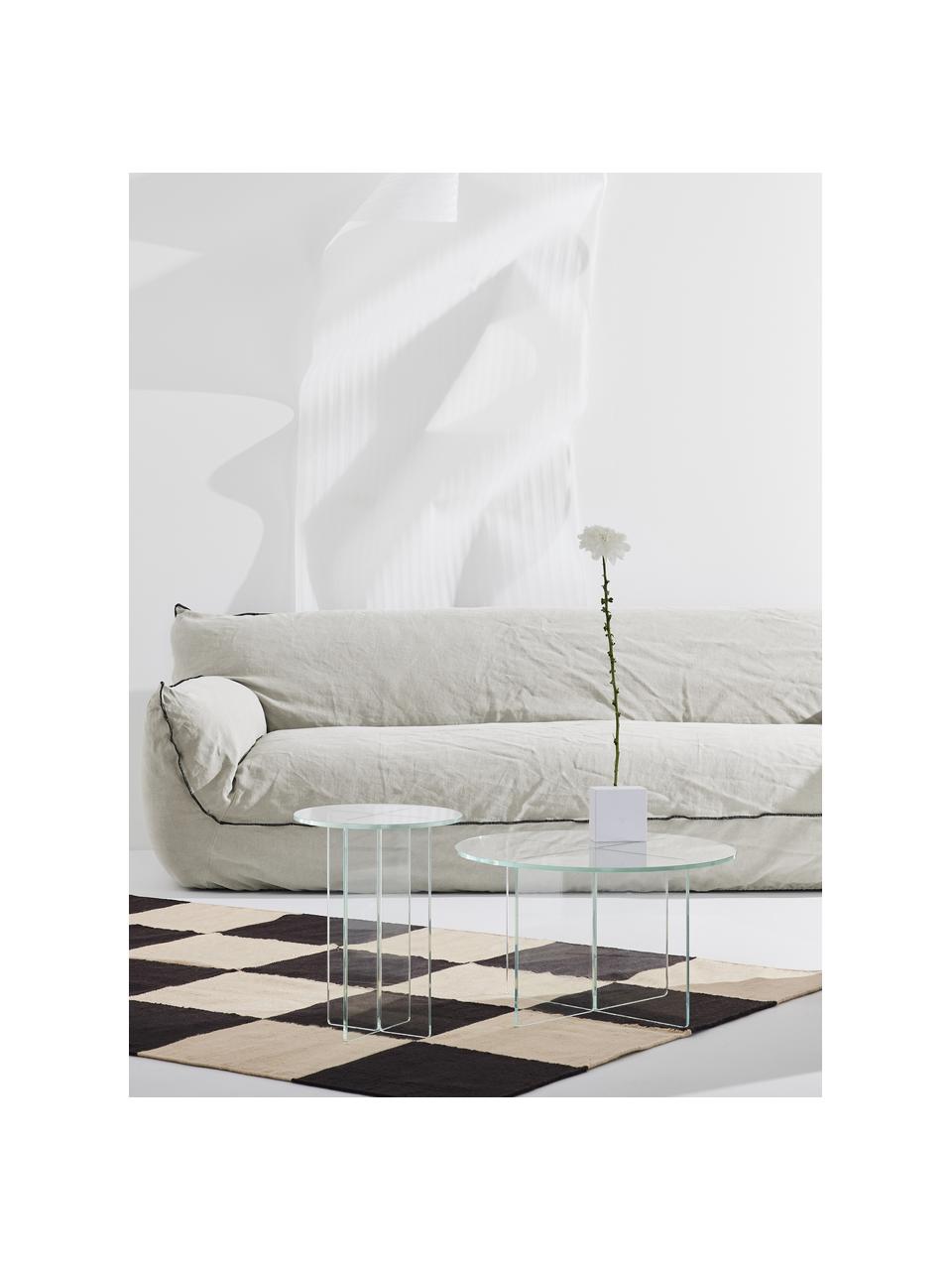 Mesa de centro redonda Iris, tablero de vidrio, Tablero: vidrio endurecido, Estructura: vidrio templado, Transparente, Ø 60 cm