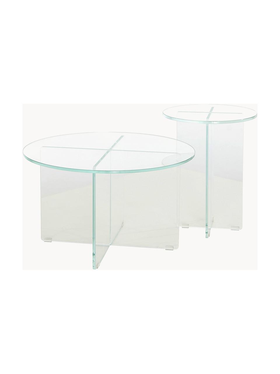 Mesa de centro redonda con tablero de vidrio Iris, Vidrio templado, Transparente, Ø 60 cm