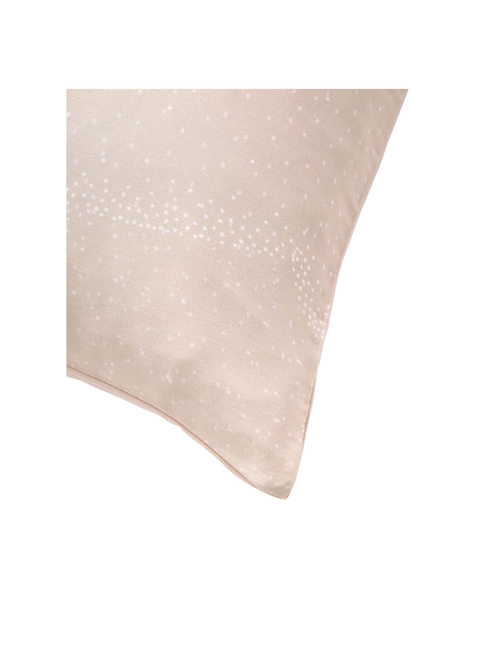 Funda de almohada de satén Yuma, Rosa, blanco, gris, An 45 x L 110 cm