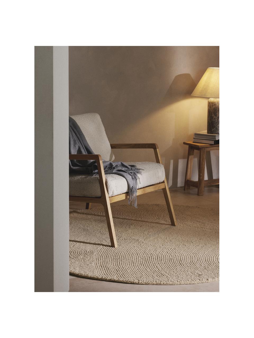 Tapis rond en laine tufté main Eleni, 100 % laine, certifiée RWS

Les tapis en laine peuvent perdre des fibres lors des premières semaines et des peluches peuvent se former, ce phénomène est naturel et diminue à mesure de votre usage et du temps, Beige clair, Ø 120 cm (taille S)