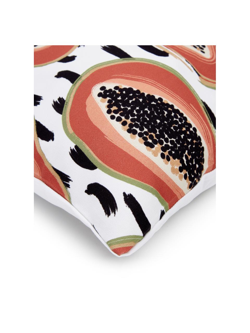 Bavlněný povlak na polštář s tropickým motivem Papaya, 100 % bavlna, Bílá, černá, oranžová, Š 45 cm, D 45 cm