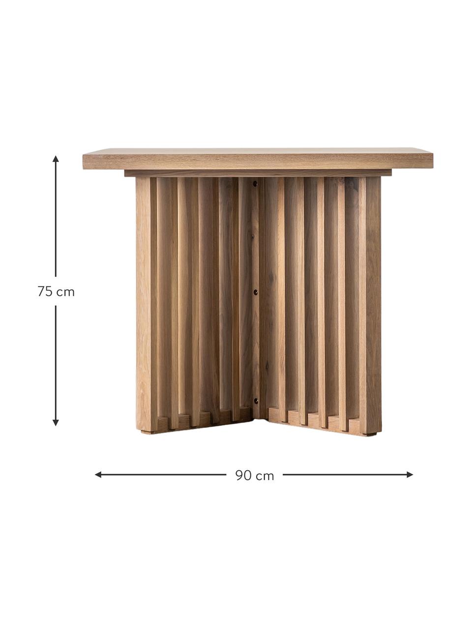 Table bois de chêne Okayama, 90 x 90 cm, Bois de chêne, Brun clair, larg. 90 x prof. 90 cm