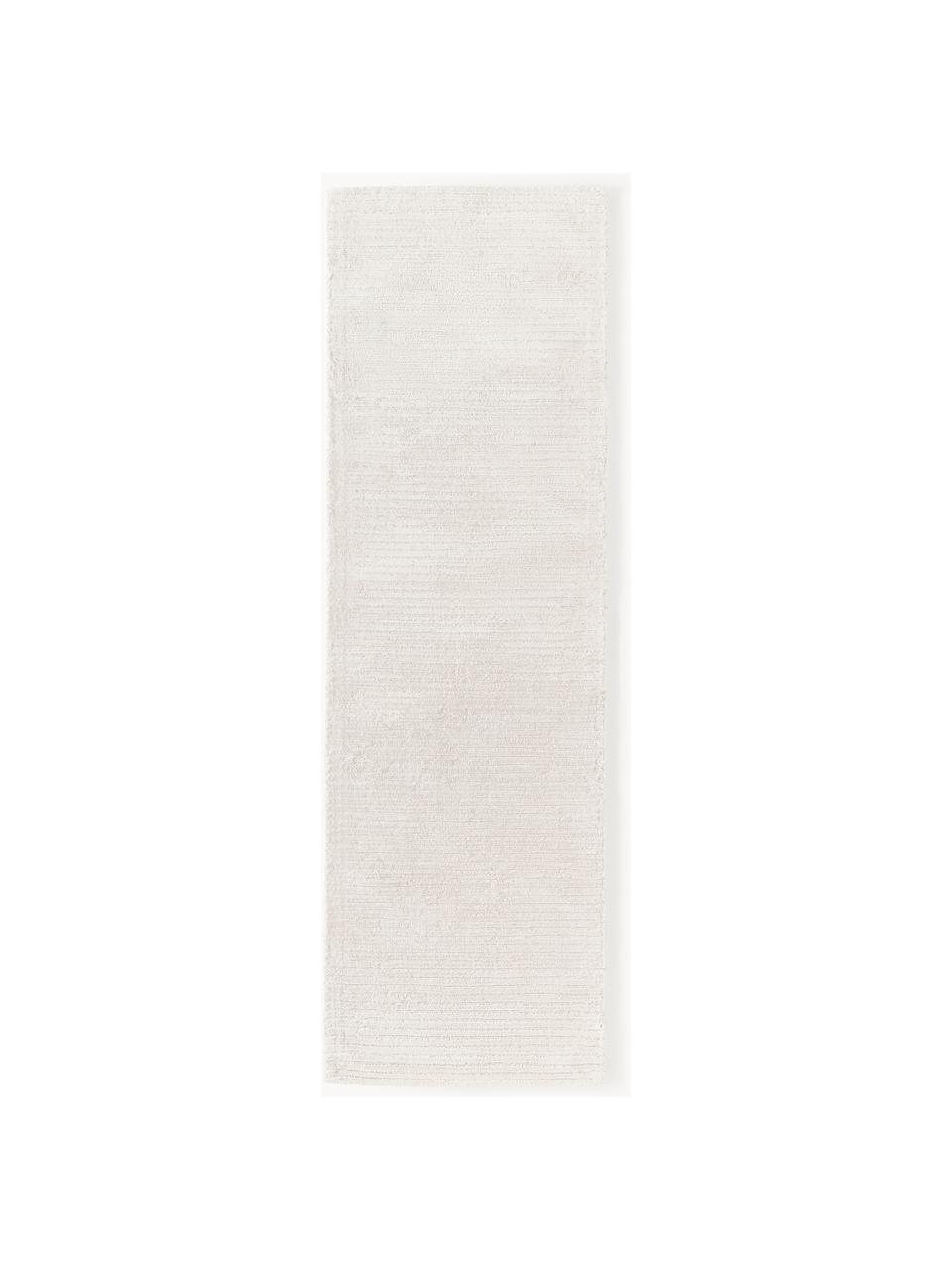 Tapis de couloir moelleux tissé main Wes, 100 % polyester, certifié GRS, Blanc crème, larg. 80 x long. 200 cm