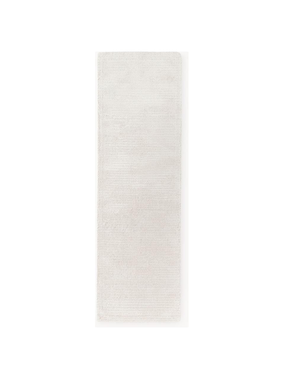 Tapis de couloir moelleux tissé main Wes, 100 % polyester, certifié GRS, Blanc crème, larg. 80 x long. 200 cm