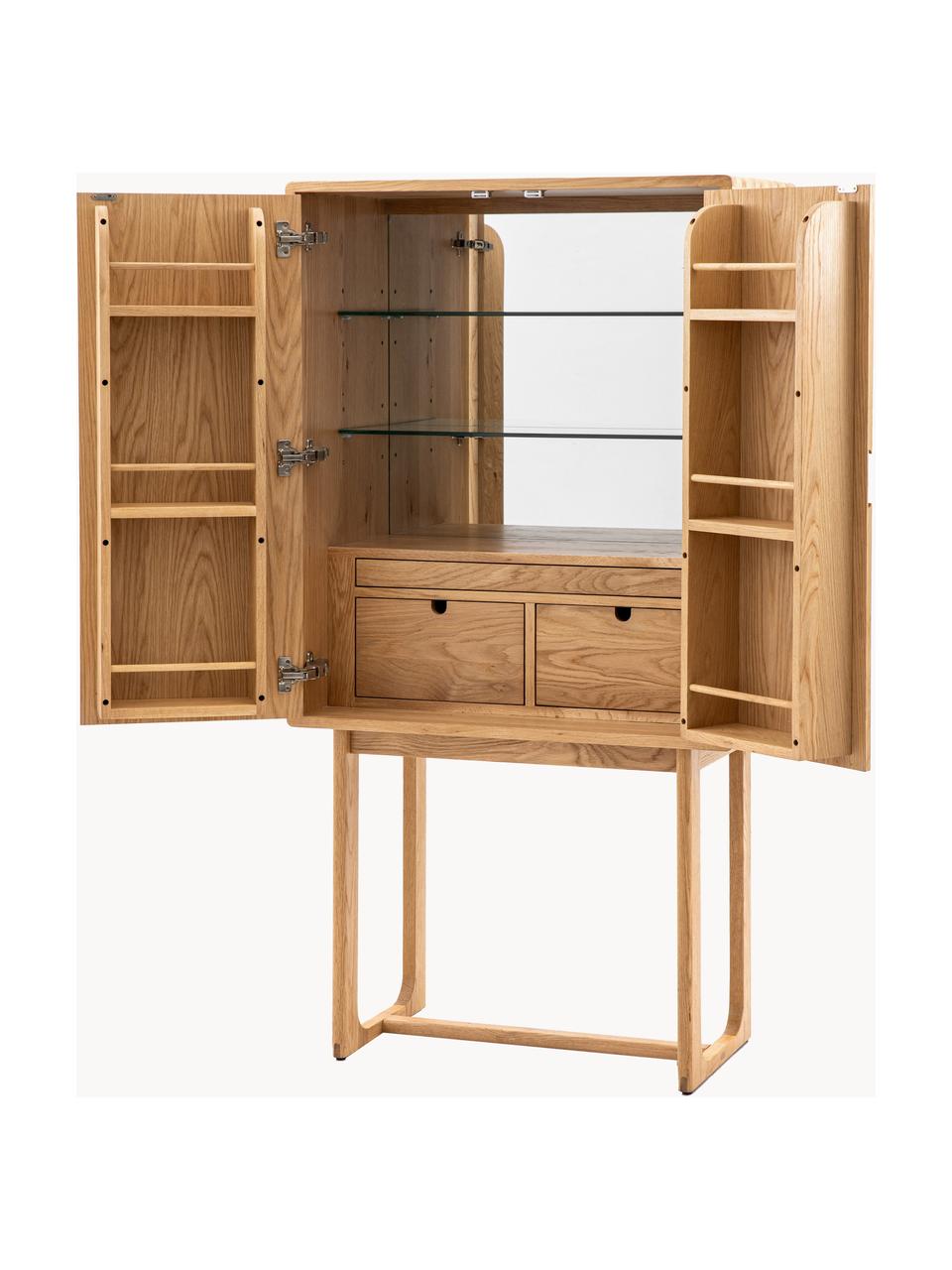 Holz-Highboard Craft, Einlegeböden: Glas, Beine: Eichenholz, Holz, B 85 x H 160 cm