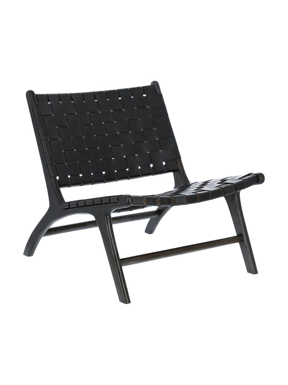 Fotel wypoczynkowy ze skóry Calixta, Czarny, S 65 x G 76 cm