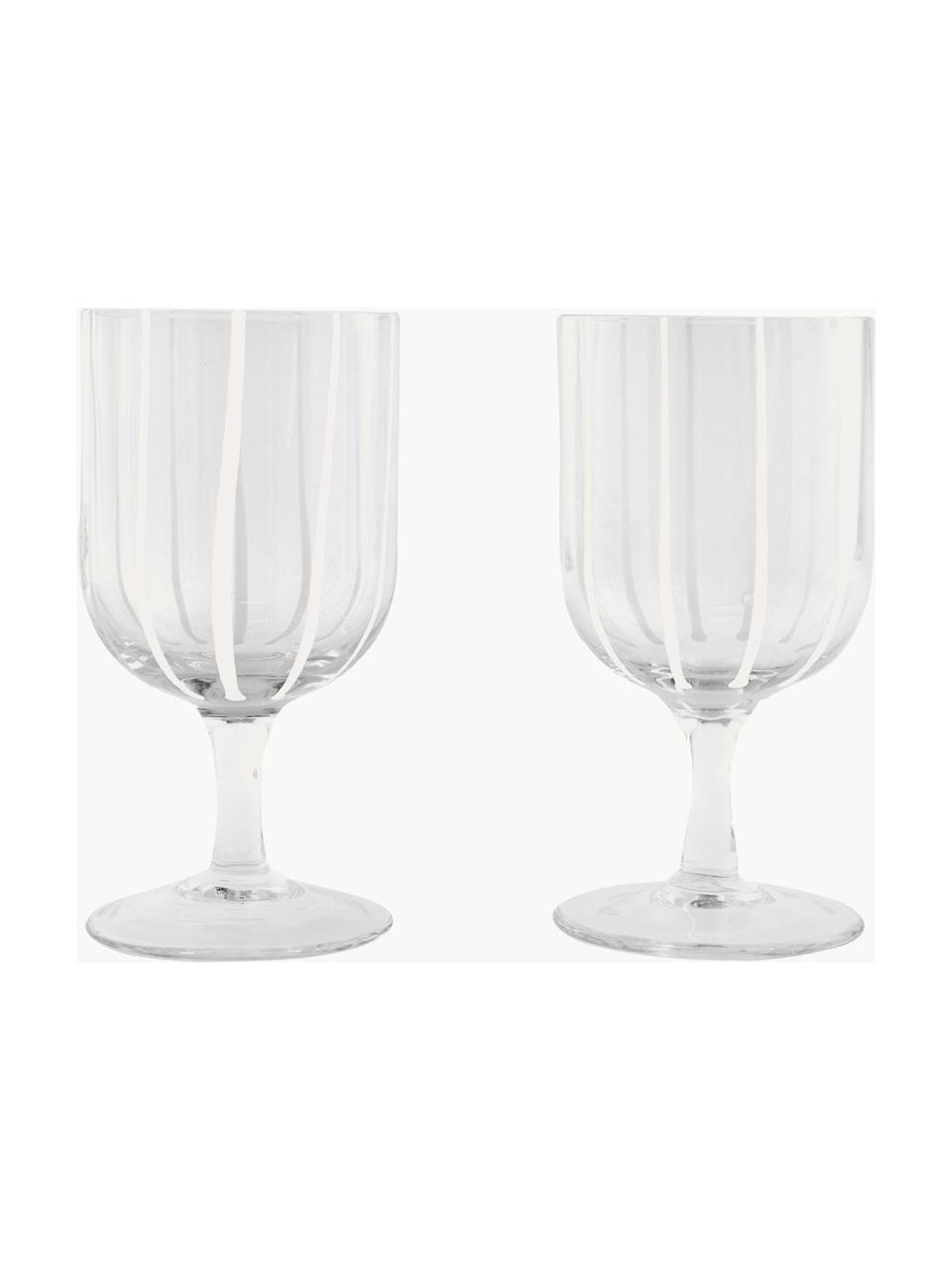 Copas de vino soplada artesanalmente Mizu, 2 uds, Vidrio, Transparente, blanco, Ø 8 x Al 15 cm, 350 ml