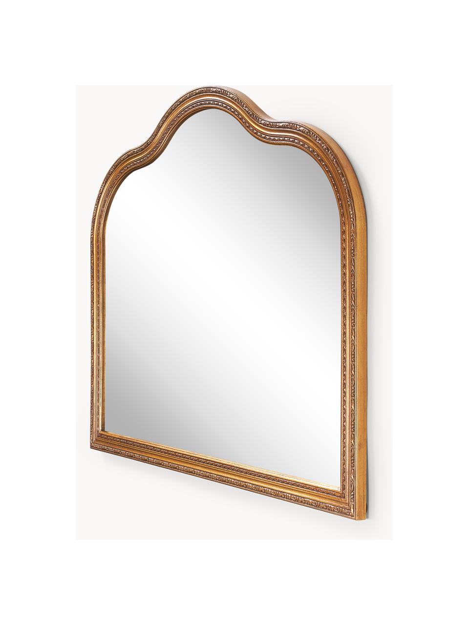 Barock-Wandspiegel Muriel, Rahmen: Massivholz, mit Goldfolie, Spiegelfläche: Spiegelglas, Rückseite: Metall, Mitteldichte Holz, Goldfarben, B 90 x H 77 cm