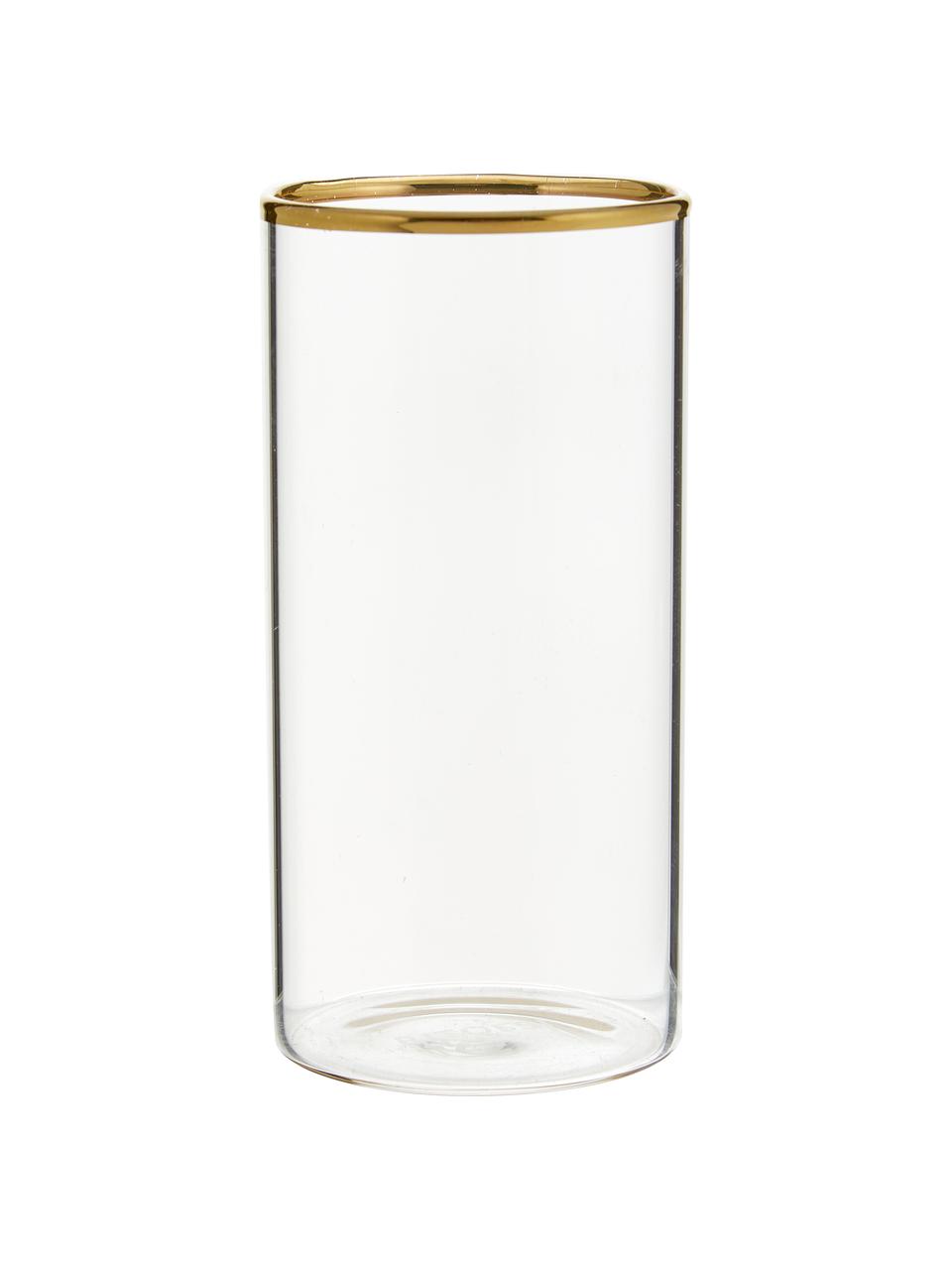 Waterglazen Boro van borosilicaatglas met goudkleurige rand, 6 stuks, Borosilicaatglas, Transparant, goudkleurig, Ø 6 x H 12 cm