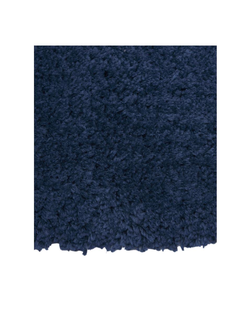 Tapis d'entrée moelleux à poils longs bleu foncé Leighton, Bleu foncé, larg. 80 x long. 200 cm