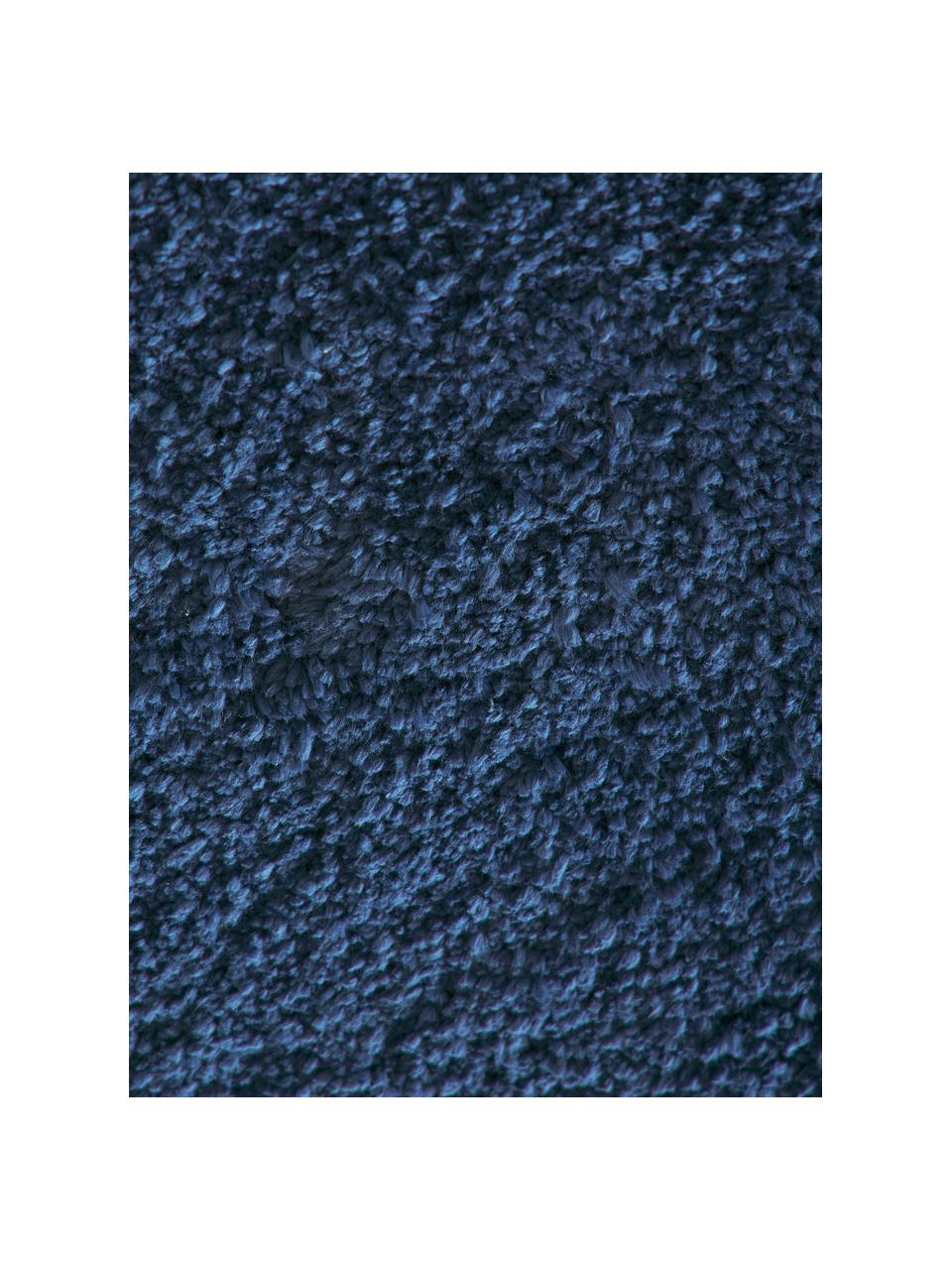 Passatoia soffice a pelo lungo Leighton, Retro: 70% poliestere, 30% coton, Blu scuro, Larg. 80 x Lung. 200 cm