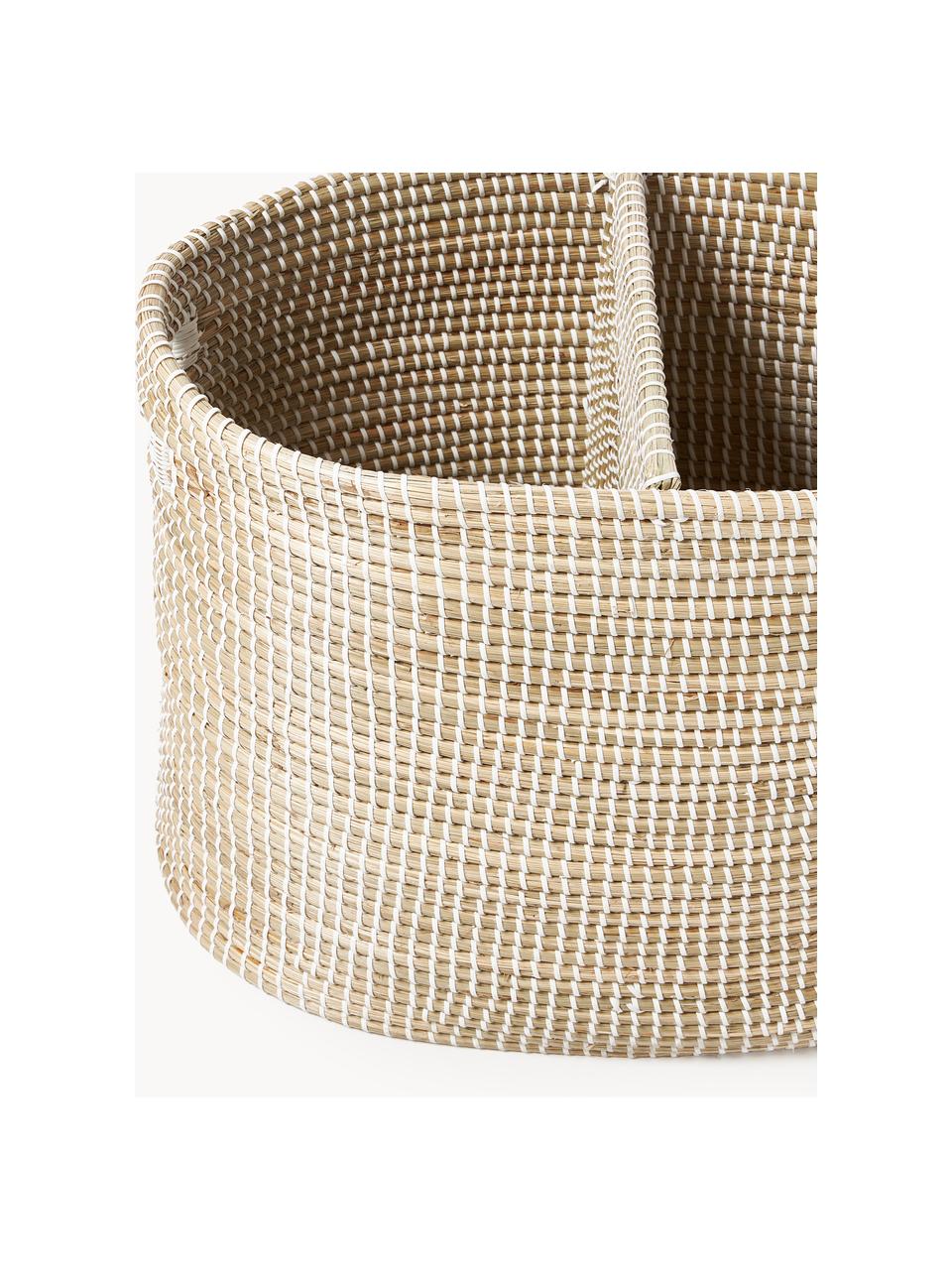 Portabiancheria doppio in fibra naturale con coperchio Aleya, Alghe, plastica, Beige, bianco, Larg. 55 x Alt. 45 cm