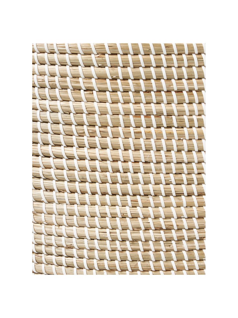 Doppel-Wäschekorb Aleya aus Seegras mit Deckel, Seegras, Kunststoff, Beige, Weiss, B 55 x H 45 cm