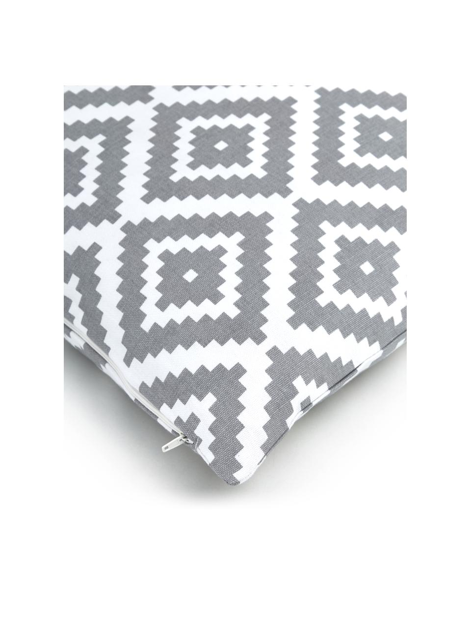 Copricuscino con motivo grafico Miami, 100% cotone, Grigio, bianco, Larg. 45 x Lung. 45 cm