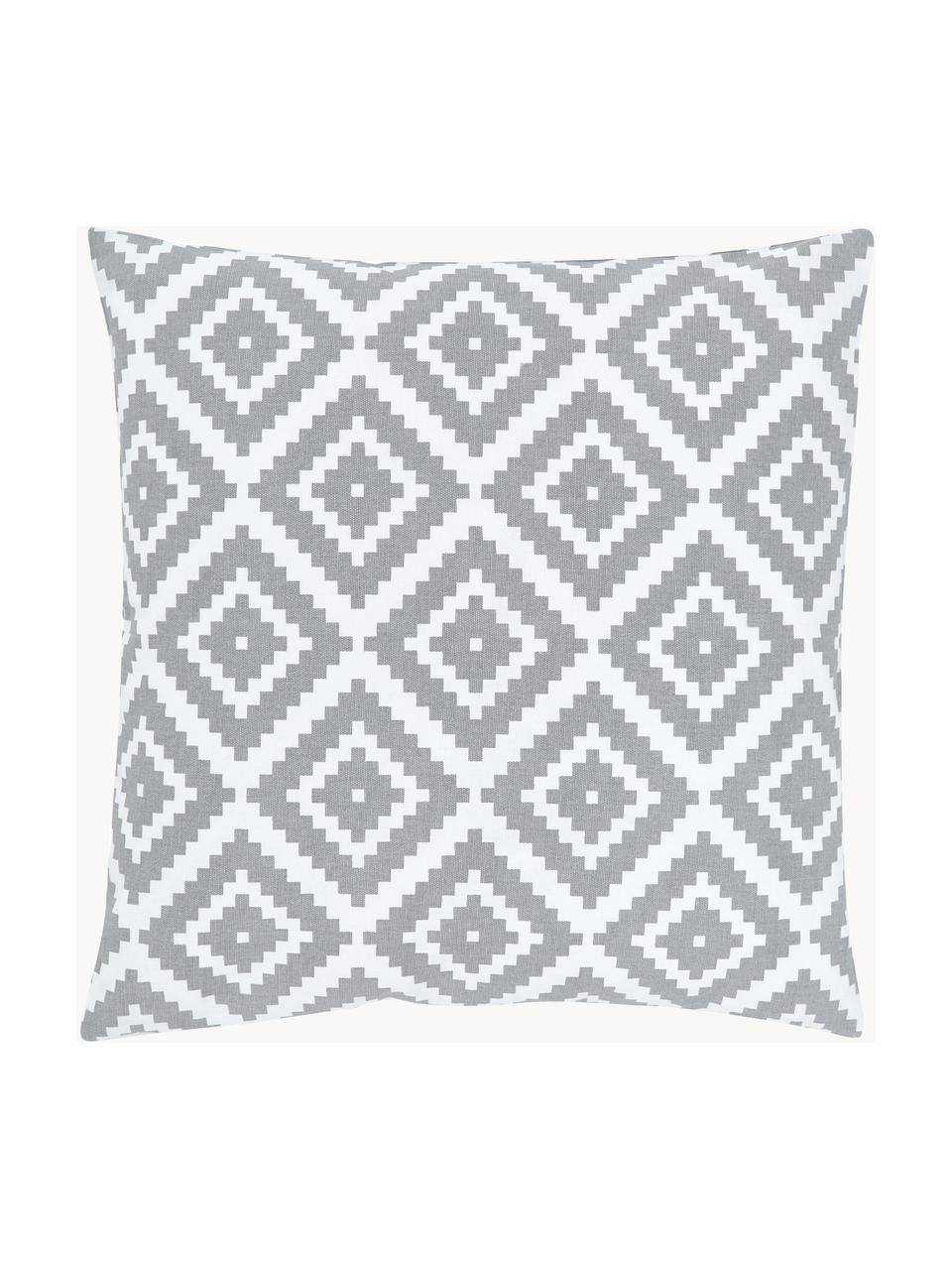 Housse de coussin 45x45 imprimé graphique Miami, 100 % coton, Gris, larg. 45 x long. 45 cm