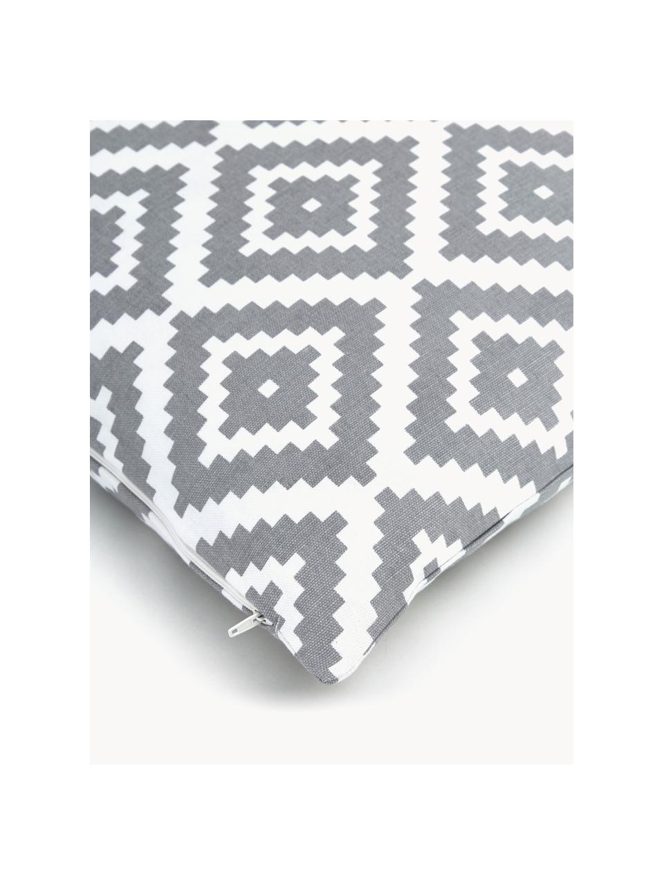 Housse de coussin 45x45 imprimé graphique Miami, 100 % coton, Gris, larg. 45 x long. 45 cm