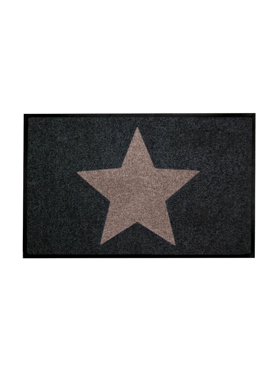 Felpudo Star, Parte superior: 100% poliamida, Reverso: caucho, Gris antracita, gris pardo, L 76 x An 46 cm