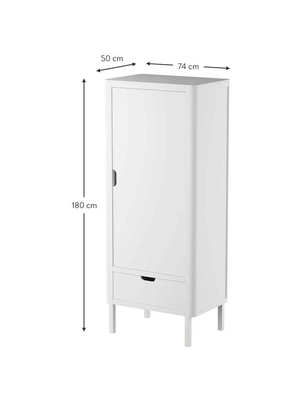 Houten kledingkast Classic, Beukenhout, grenenhout, gelakt MDF met VOC-vrije verf, Wit, B 74 x H 180 cm