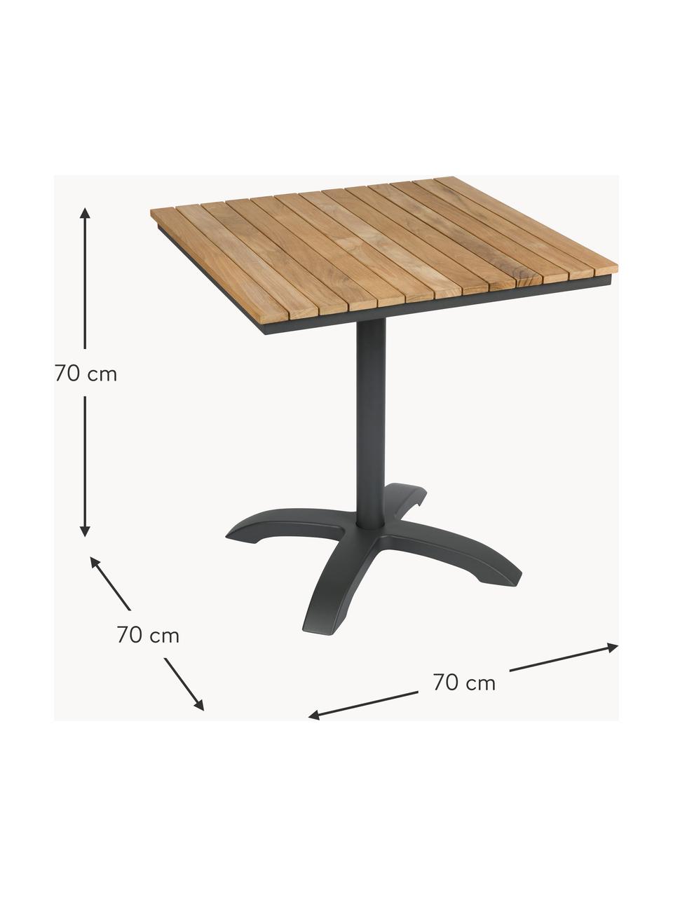 Tuin bistrotafel Mood van teakhout, Tafelblad: teakhout, Frame: aluminium, gepoedercoat, Teakhout, antraciet, B 70 x H 70 cm