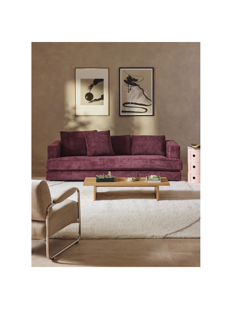 Sofa Tribeca (3-Sitzer), Bezug: 100 % Polyester Der strap, Gestell: Buchenholz, Kiefernholz, , Webstoff Aubergine, B 228 x T 104 cm