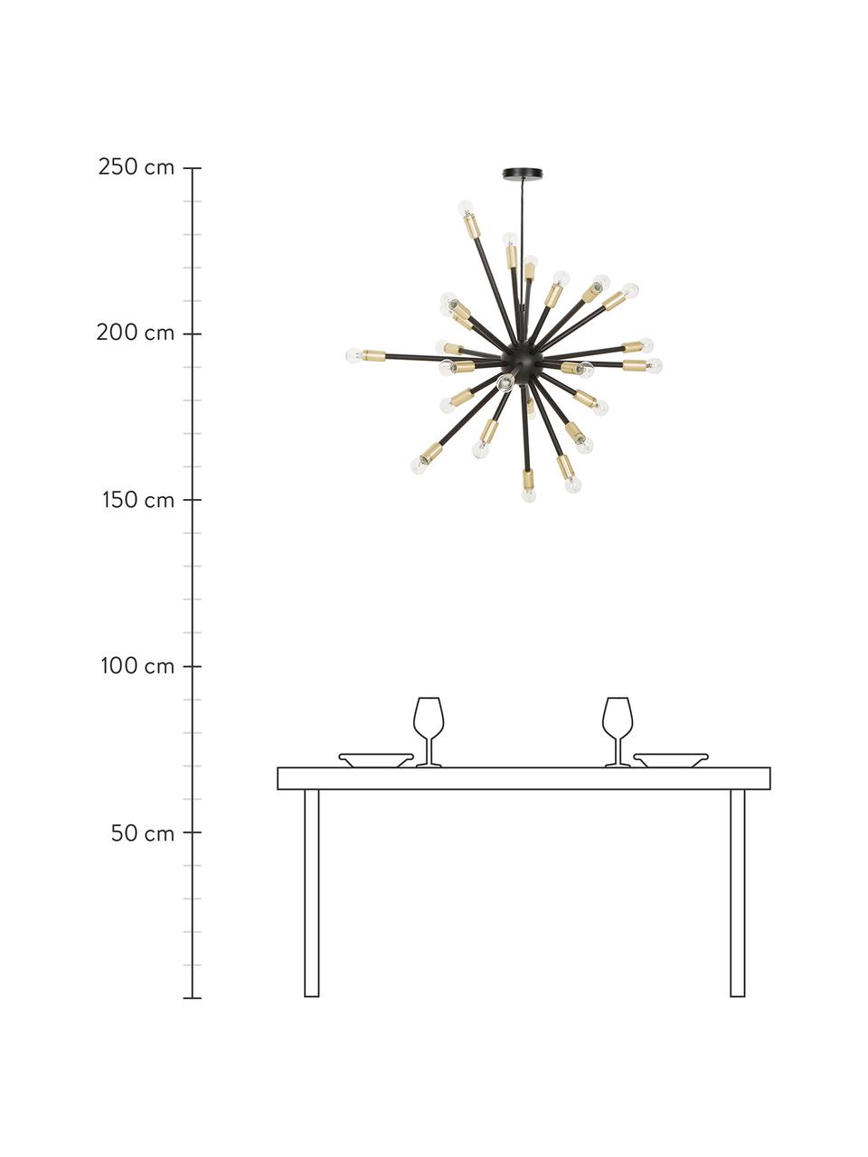 Grande suspension dorée Spike, Noir, couleur dorée, Ø 90 cm