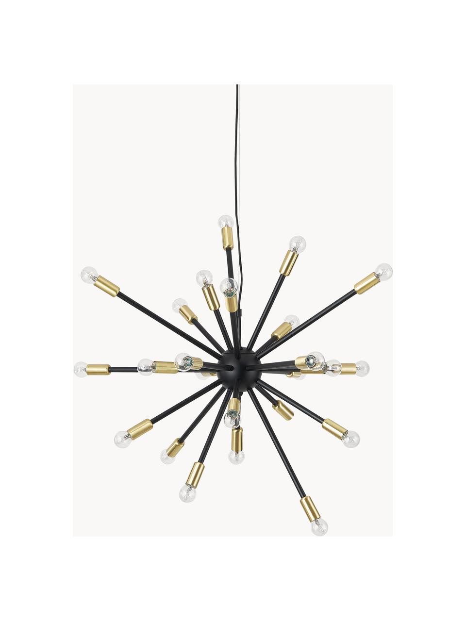 Lampada grande a sospensione Spike, Baldacchino: metallo rivestito, Paralume: metallo rivestito, Nero, dorato, Ø 90 x Alt. 69 cm