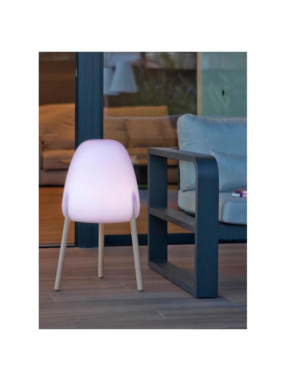 Lampada solare dimmerabile da giardino con telecomando Rocket, Paralume: polietilene, Bianco, legno di faggio, Ø 38 x Alt. 70 cm