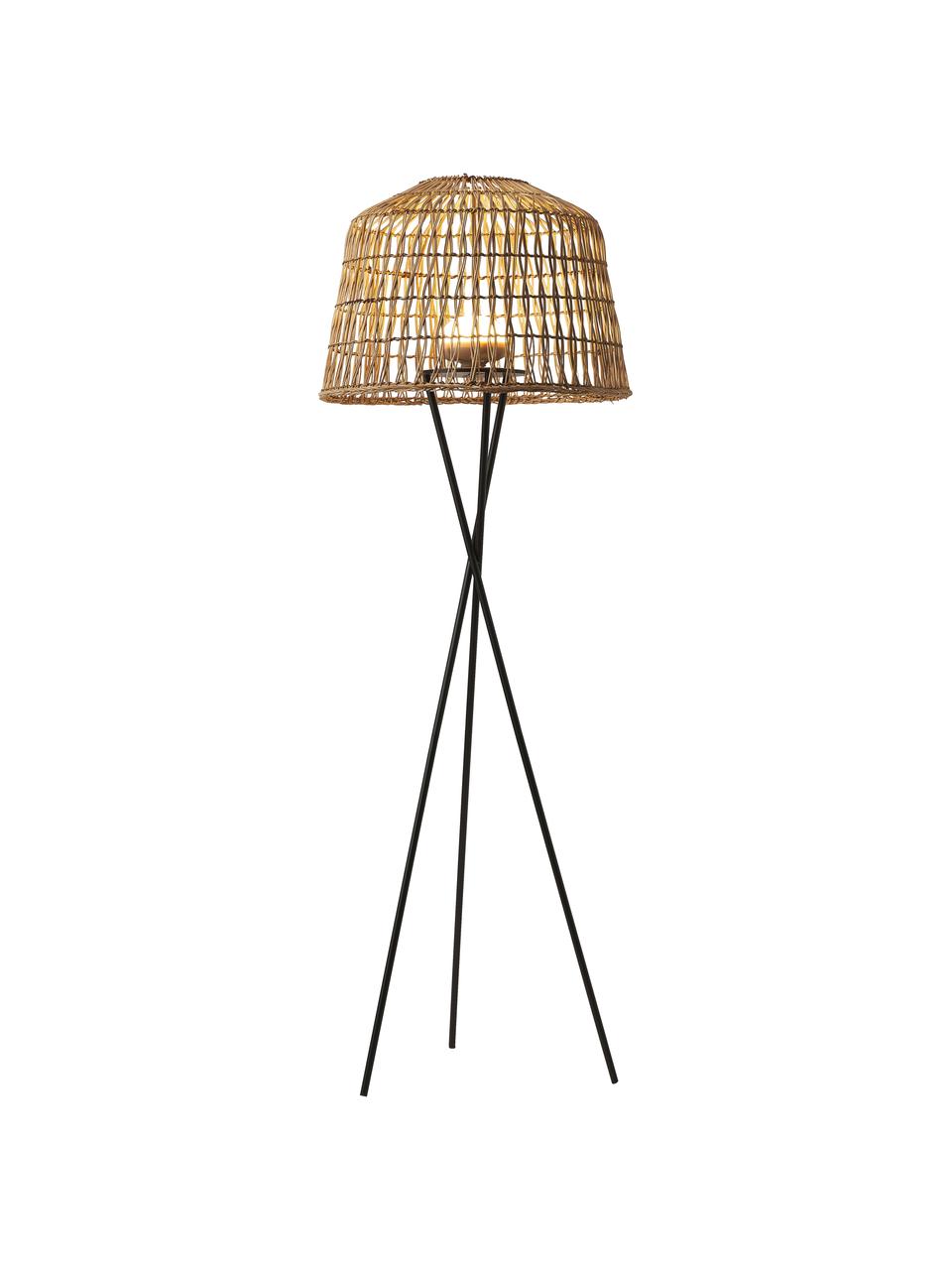 Přenosná stmívatelná stativová LED lampa s dálkovým ovládáním Amalfi, Hnědá, černá, Ø 49 cm, V 148 cm