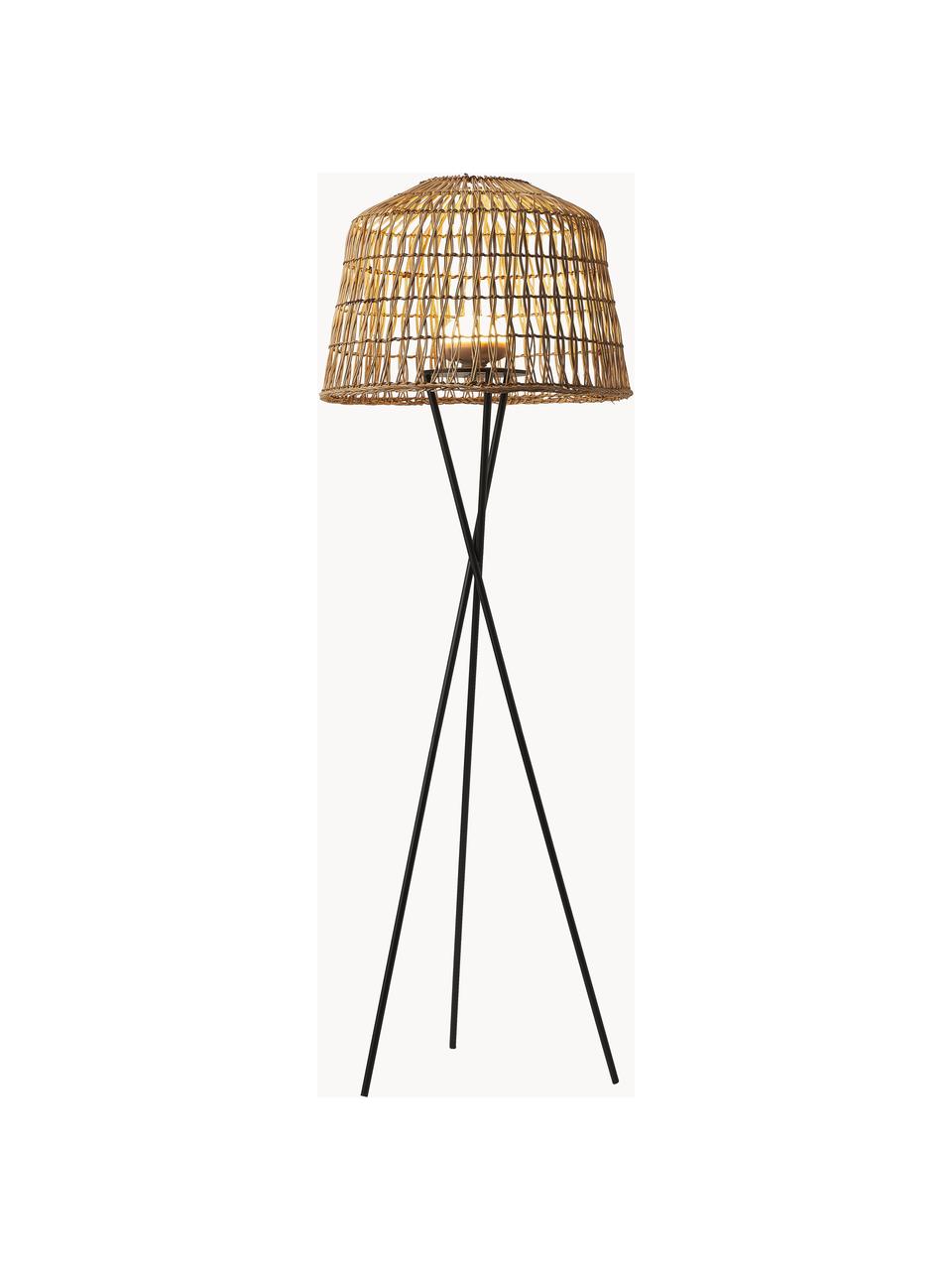 Lampadaire tripode LED mobile à intensité variable Amalfi, avec télécommande, Brun clair, noir, Ø 49 x haut. 148 cm