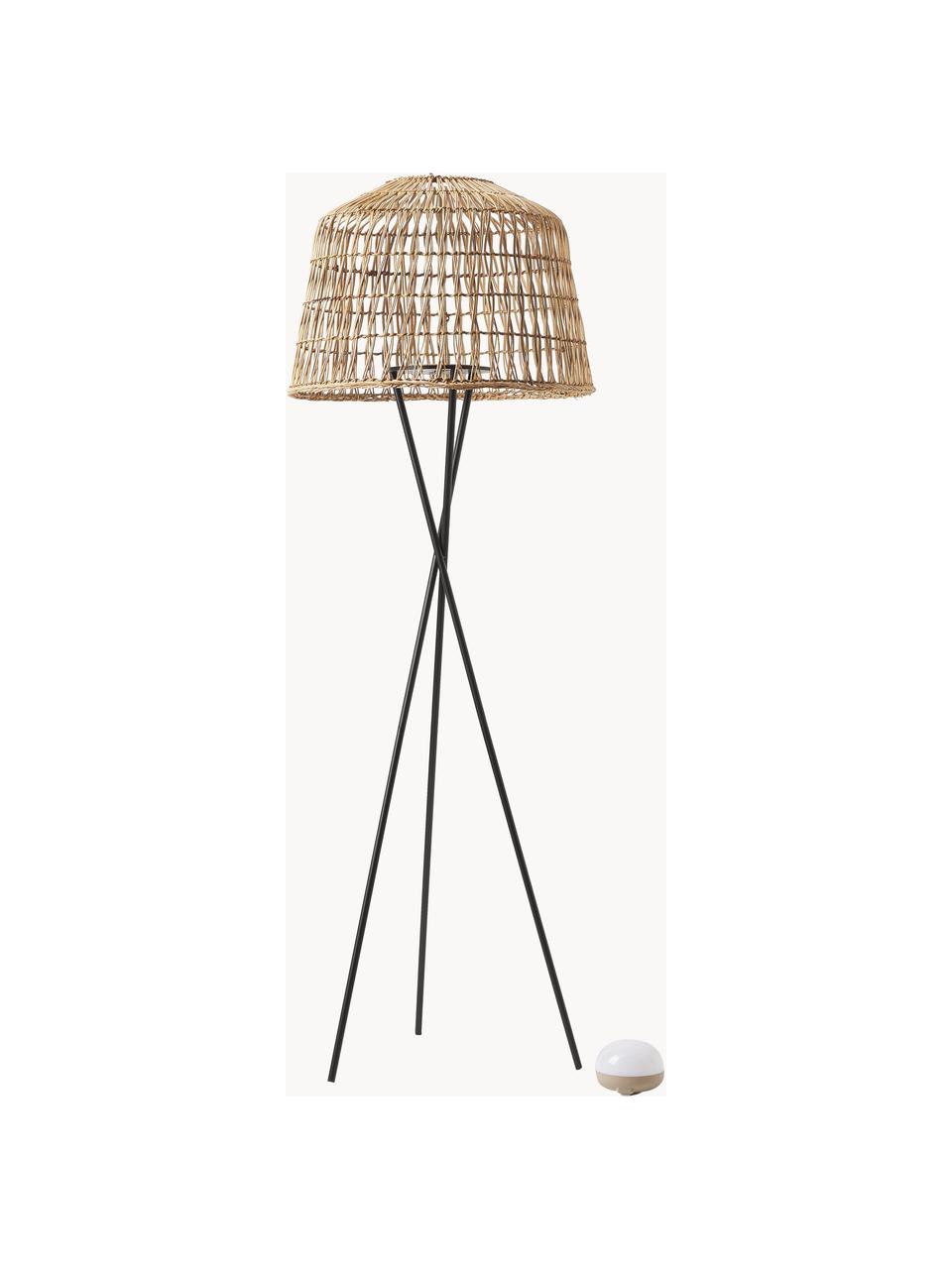 Lampadaire tripode LED mobile à intensité variable Amalfi, avec télécommande, Brun clair, noir, Ø 49 x haut. 148 cm