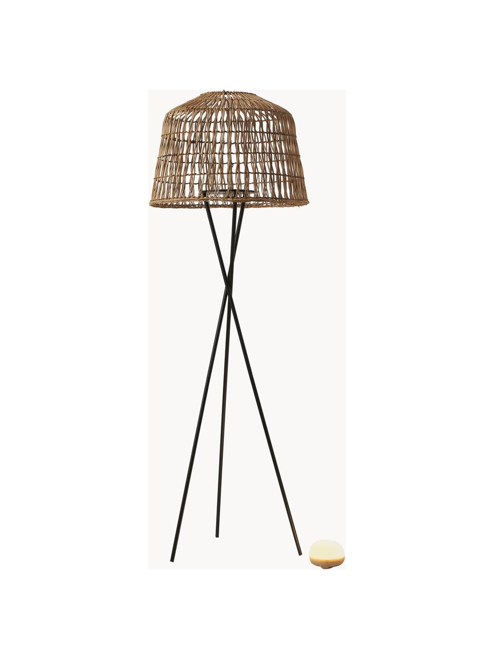Přenosná stmívatelná stativová LED lampa s dálkovým ovládáním Amalfi, Světle hnědá, černá, Ø 49 cm, V 148 cm