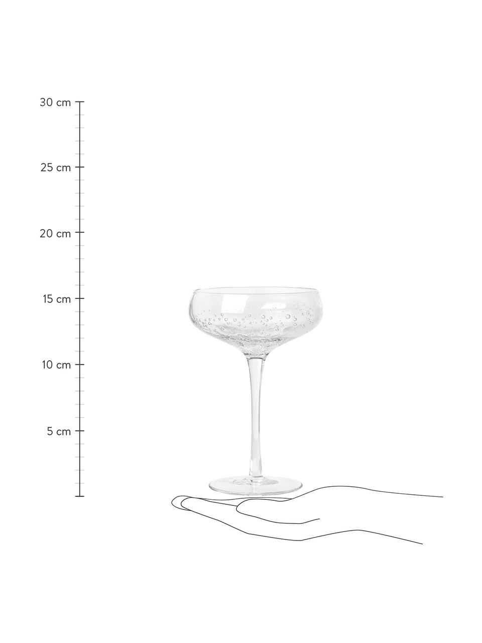 Mundgeblasene Champagnerschalen Bubble mit dekorativen Luftbläschen, 4 Stück, Glas, Transparent, Ø 11 x H 16 cm, 200 ml