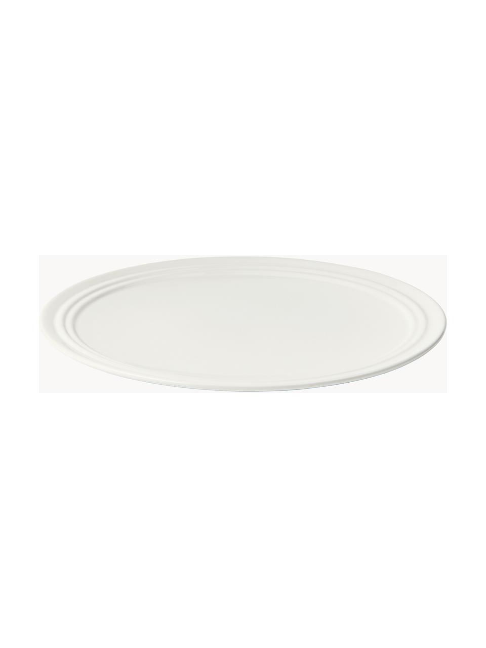 Ručne vyrobený plytký tanier Stevns, Glazúrovaná kamenina, Lomená biela, lesklá, Ø 28 cm