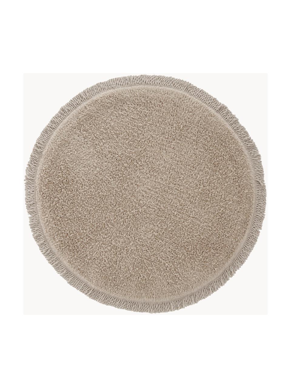 Tapis de bain rond en coton Loose, 100 % coton, Beige, Ø 70 cm