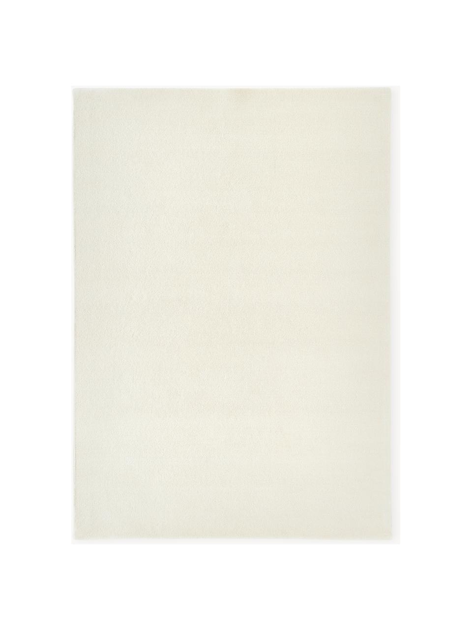 Handgetuft laagpolig wollen vloerkleed Ezra, Onderzijde: 70% katoen, 30% polyester, Crèmewit, B 160 x L 230 cm (maat M)