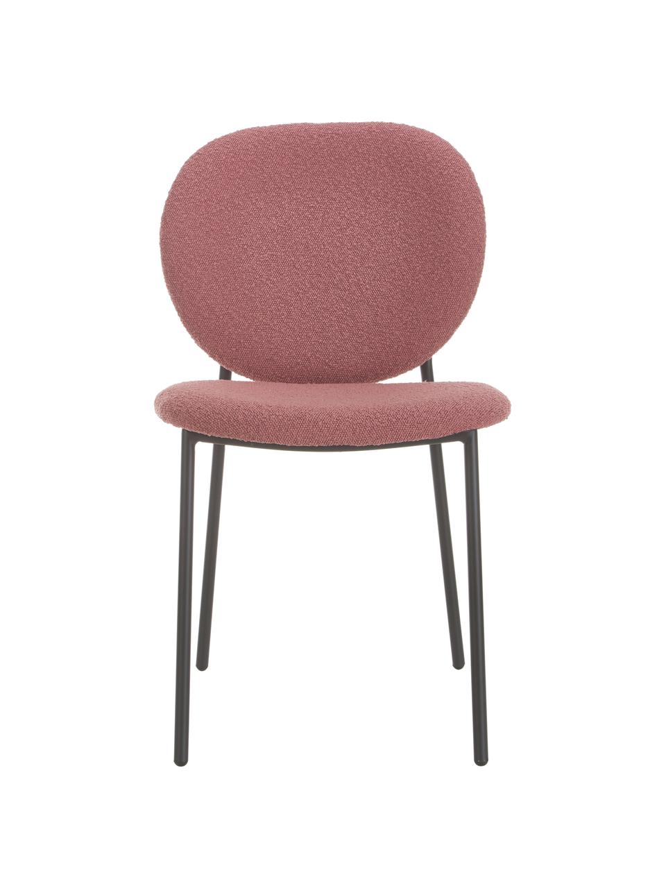Bouclé-gestoffeerde stoelen Ulrica in roze, 2 stuks, Bekleding: 100% polyester, Poten: gepoedercoat metaalkleuri, Roze, 47 x 61 cm