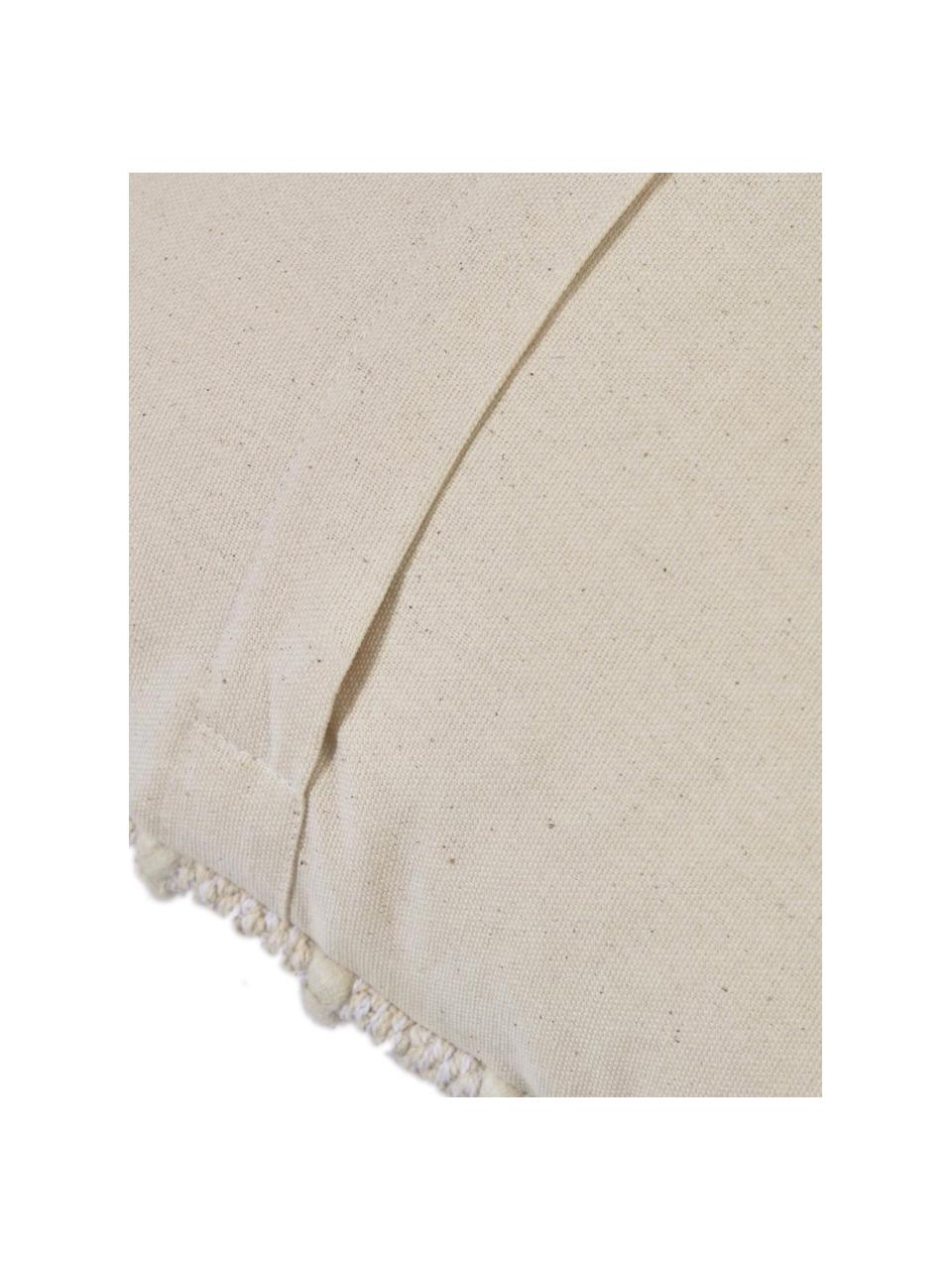 Federa arredo boho con motivo in rilievo Akane, 70% cotone, 30% lino, Beige, Larg. 45 x Lung. 45 cm