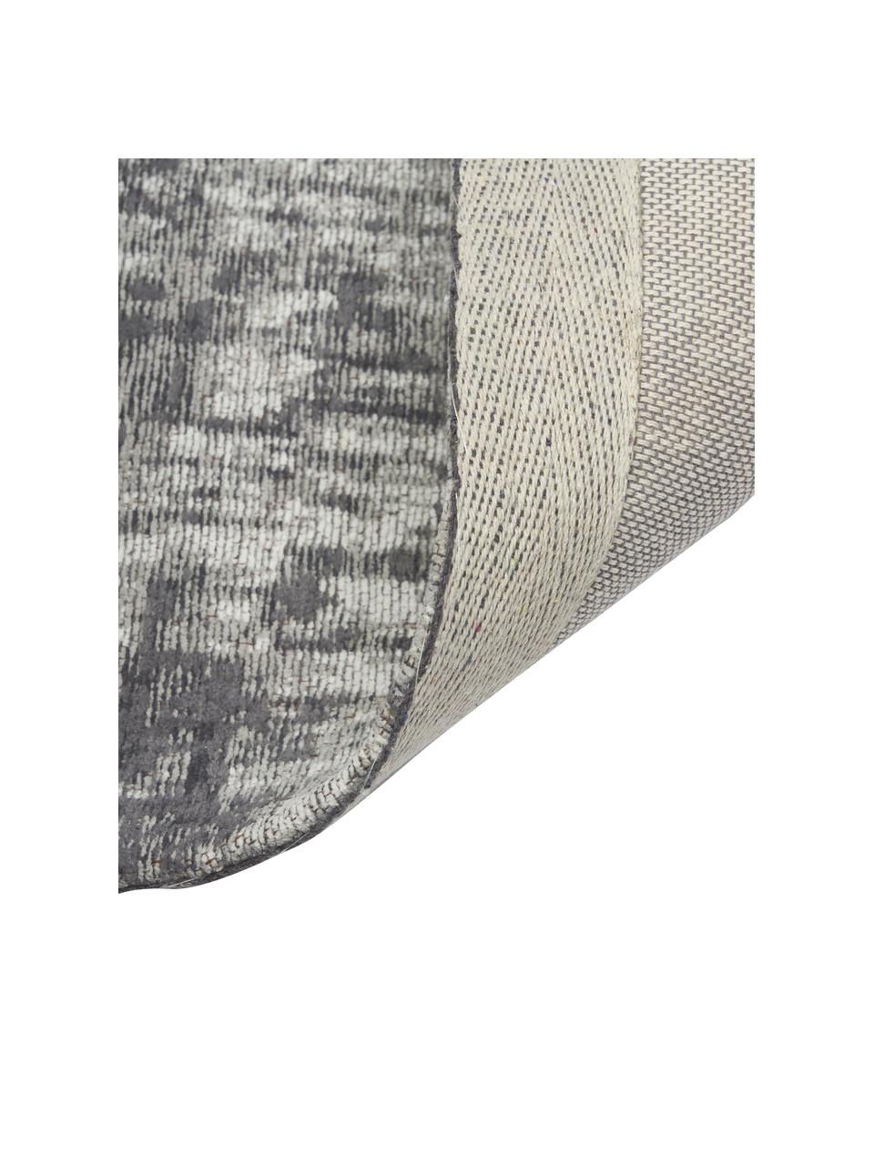 Tapis de couloir vintage coton tissé main Luise, Tons gris et blancs, larg. 80 x long. 250 cm
