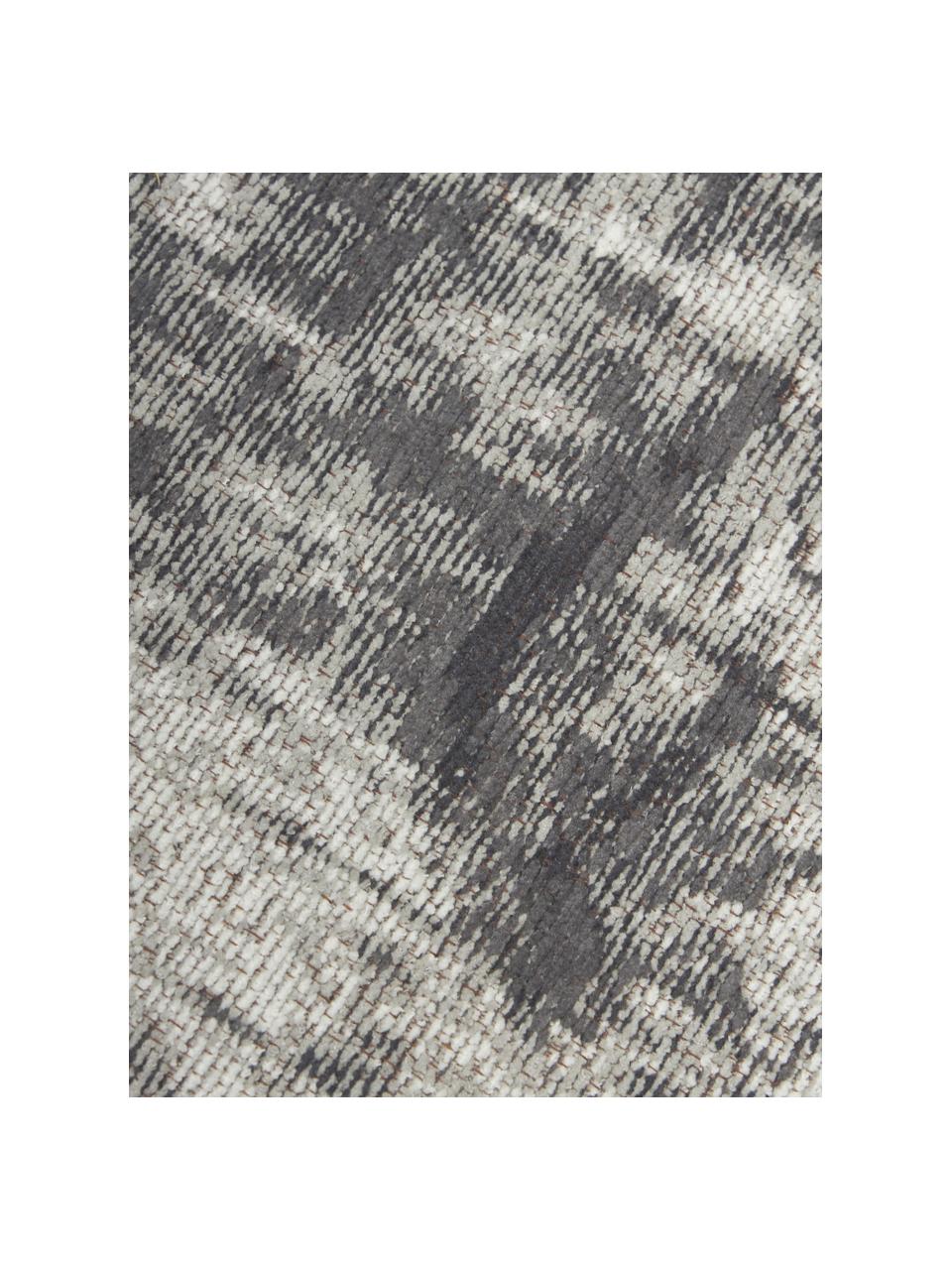 Ručne tkaný bavlnený behúň vo vintage štýle Luise, Sivé a biele tóny, Š 80 x D 250 cm