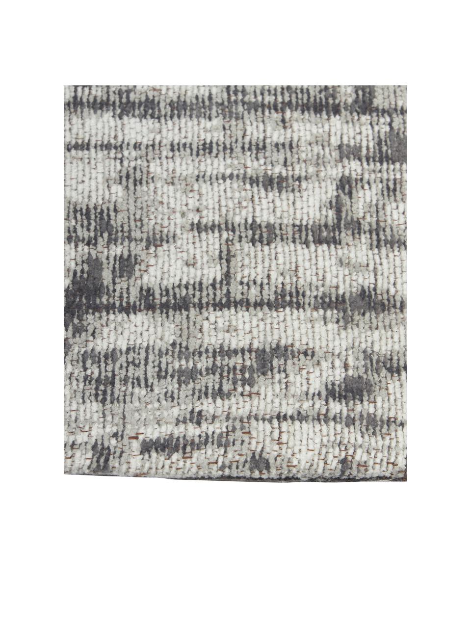 Passatoia vintage in cotone tessuto a mano Luise, Retro: 100% cotone, Tonalità grigie e bianche, Larg. 80 x Lung. 250 cm