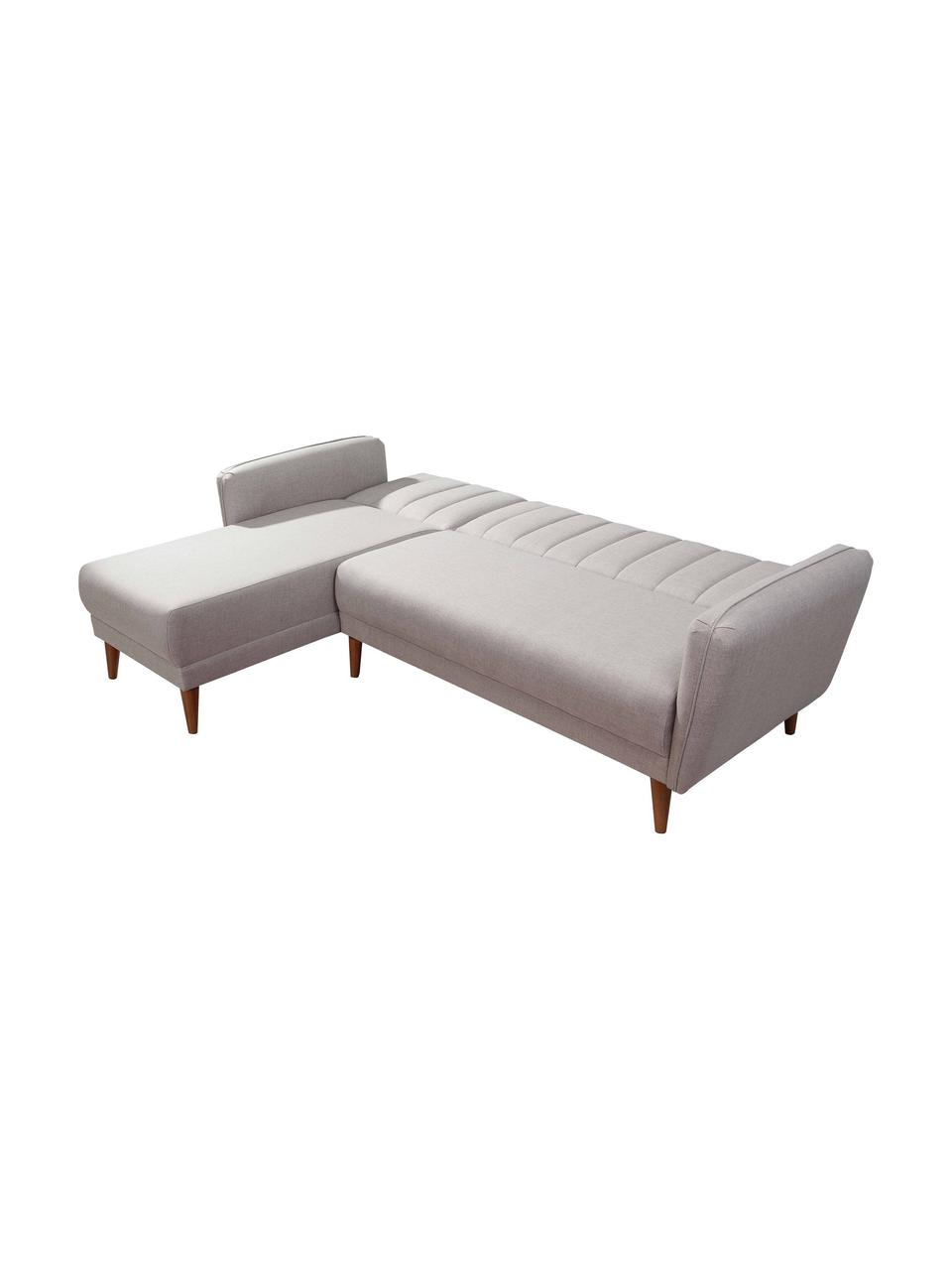 Leinen-Ecksofa Aqua (3-Sitzer) mit Schlaffunktion, Bezug: Leinen, Gestell: Hornbaumholz, Metall, Füße: Holz, Beige, B 225 x T 145 cm