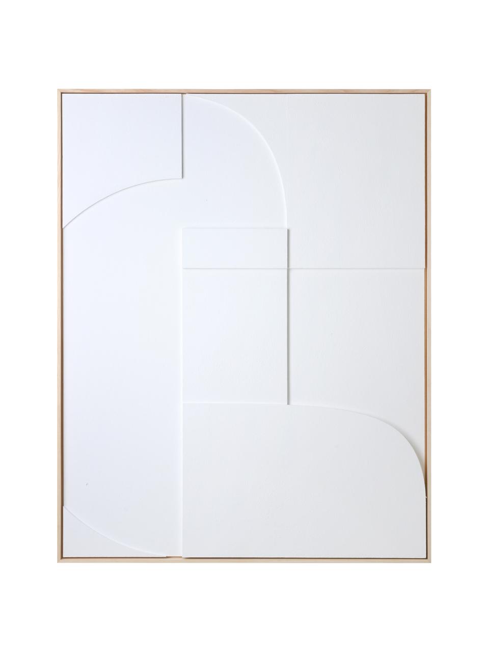 Wandobjekt Rahmenrelief-Kunsttafel Amido, Rahmen: Eschenholz, Weiß, Hellbraun, B 100 x H 123 cm