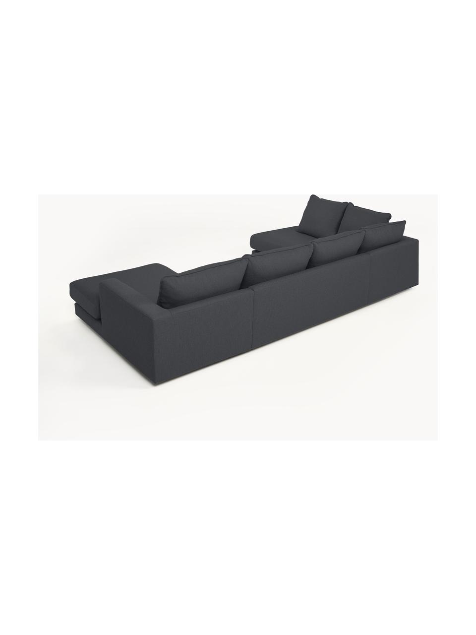 Narożna sofa modułowa Tribeca, Tapicerka: 100% poliester Dzięki tka, Stelaż: lite drewno sosnowe z cer, Nogi: lite drewno sosnowe z cer, Antracytowa tkanina, S 356 x G 195 cm, lewostronna