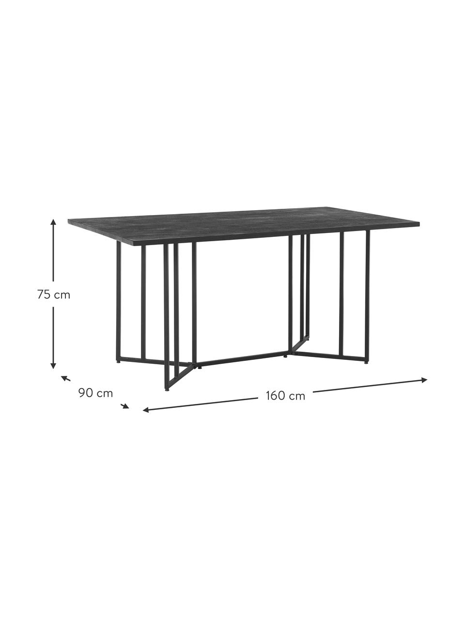 Mesa de comedor de madera de mango Luca, diferentes tamaños, Tablero: madera de mango, Estructura: metal, plástico, Madera de mango negro pintado, negro, An 200 x F 100 cm