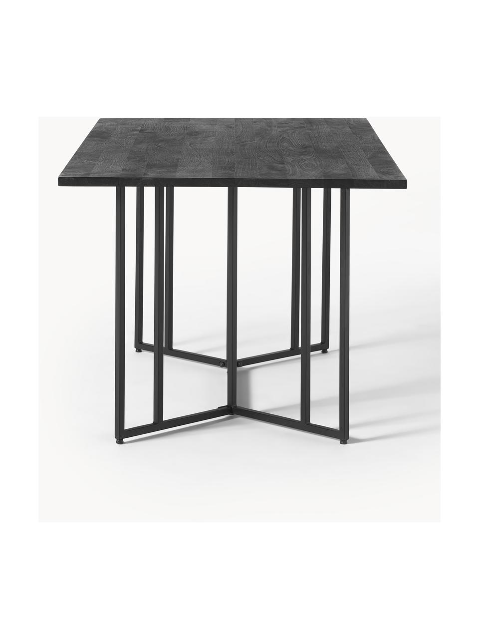 Mesa de comedor de madera de mango Luca, tamaños diferentes, Tablero: madera de mango, Estructura: metal, plástico, Madera de mango pintado, negro, An 160 x F 90 cm