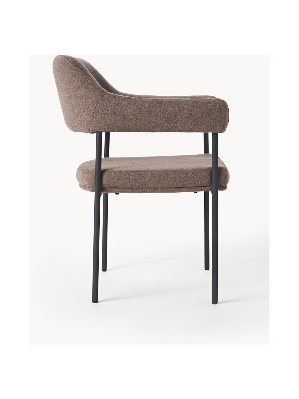 Gestoffeerde fauteuil Zoe, Bekleding: 100 % polyester Met 20.00, Frame: gepoedercoat metaal, Geweven stof bruin, B 56 x D 62 cm